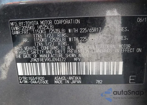 2016 Toyota Rav4 Le from USA, damaged, VIN JTMZFREV9GJ094172